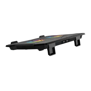 Meetion CP2020 Gaming Laptop Cooling Pad - 5 Fans RGB LED 2-Level Height Adjustable Metal Mesh Dual USB Up to 17" (Black/RGB)