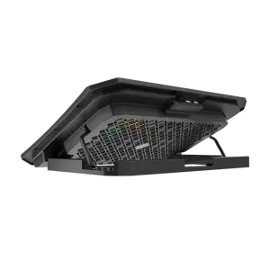 Meetion CP3030 Gaming Laptop Cooling Pad - Multi-Fan RGB Backlight 4-Level Height Adjustable Dual USB Cycle Power Supply Metal Mesh Up to 17" (Black/RGB)