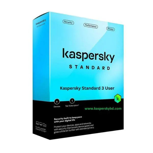 Kaspersky Standard - 3 Devices 1 Year Subscription Real-Time Antivirus Anti-Malware Performance Optimization Windows macOS Android iOS (Activation Key Only)