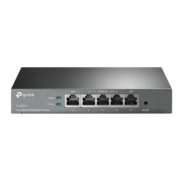 TP-Link TL-R470T+ Desktop Load Balance Broadband Router - 1x WAN 3x WAN/LAN 1x LAN Ports Bandwidth Management Portal Authentication (Grey)
