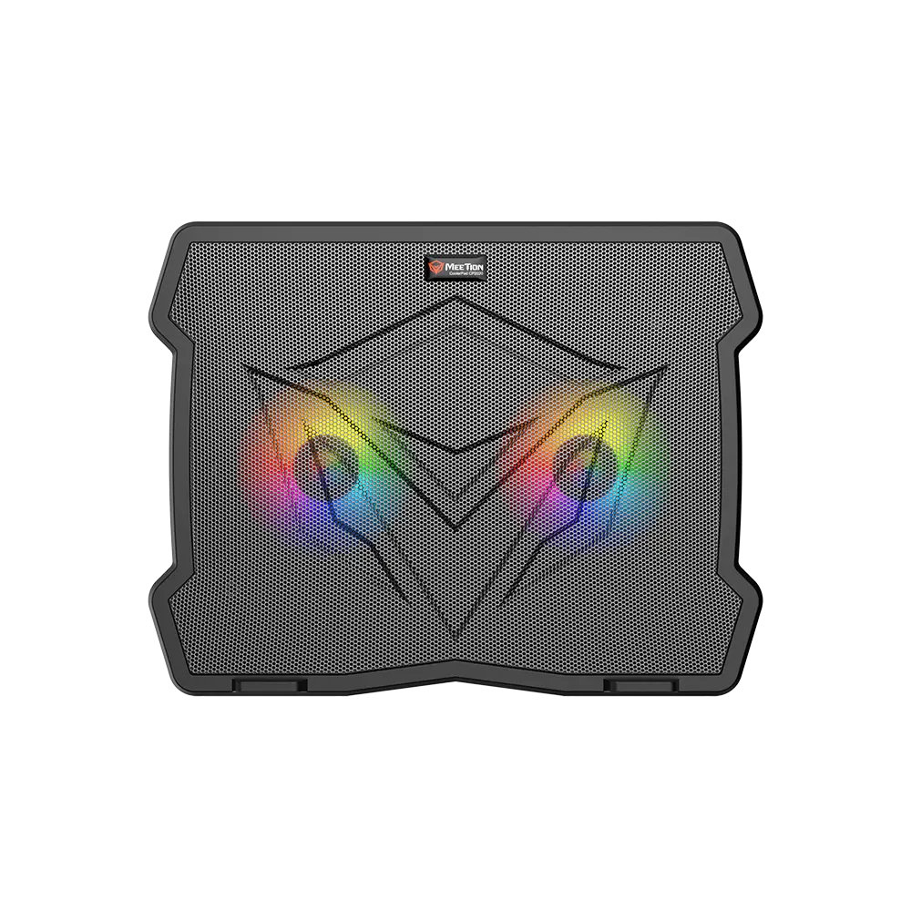 Meetion CP2020 Gaming Laptop Cooling Pad - 5 Fans RGB LED 2-Level Height Adjustable Metal Mesh Dual USB Up to 17" (Black/RGB)