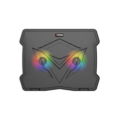 Meetion CP2020 Gaming Laptop Cooling Pad - 5 Fans RGB LED 2-Level Height Adjustable Metal Mesh Dual USB Up to 17" (Black/RGB)