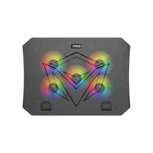 Meetion CP3030 Gaming Laptop Cooling Pad - Multi-Fan RGB Backlight 4-Level Height Adjustable Dual USB Cycle Power Supply Metal Mesh Up to 17" (Black/RGB)