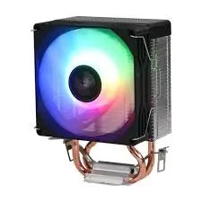 Ease EAF280R RGB CPU Air Cooler - 100W TDP 90mm Fan 43CFM 800-2600RPM 2×Ø6mm Copper Heatpipes Aluminum Heatsink Intel AMD (Black/RGB)