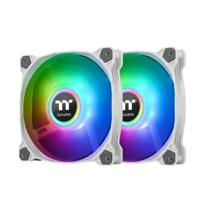 Thermaltake Pure Duo 12 ARGB Sync Radiator Fan - 2-Fan Pack 16.8M Color Dual LED Ring PWM 9-Blade Hydraulic Bearing Anti-Vibration (White)